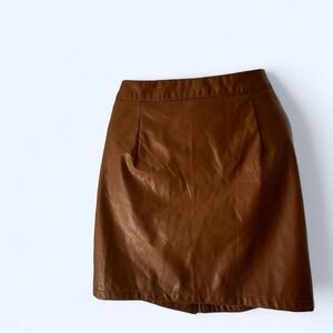 Brown Faux Leather Skirt XL